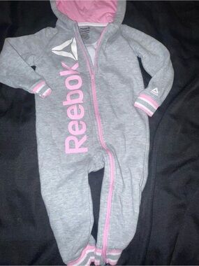 Reebok Gray and Pink Hooded Baby outfit